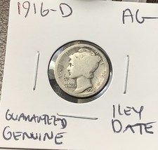 1916-D Mercury Dime - Key Date - AG - Guaranteed Genuine picture