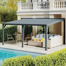 Domi 10x16FT Lean to Gazebo, Wall Mounted Gazebo w/Sloping Roof,Drainage System picture