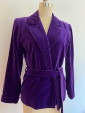 Saint Laurent Rive Gauche Paris 70s 80s purple velvet velveteen blazer jacket 38 picture
