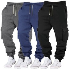 Men's Cargo Joggers Casual Athletic Pants with Pockets Drawstring Tapered picture