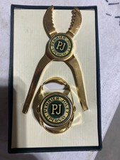Vintage Perrier Jouet Champagne Bottle Opener Stopper Set Gold Plated New In Box picture