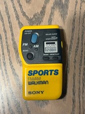 Sony SRF-9 Sports FM/AM Walkman with Solar Clock Yellow Tested & Working picture