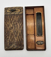 Antique Japanese Nashiji Lacquer Koto Suzuribako Writing Box Yamanaka Co Label picture
