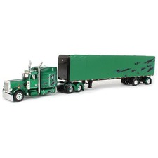 DCP 1/64 Peterbilt 359 63'' Mid-Roof Sleeper, Utility Roll Tarp Trailer 60-1607 picture