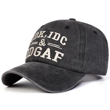 Vintage Washed Cotton Baseball Cap IDK IDC IDGAF Embroidered Adjustable Dad Hat picture