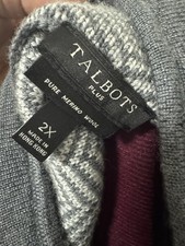 Beautiful Talbots Plus Size 2X 100% Pure Merino Wool Herringbone Sweater Jacket picture