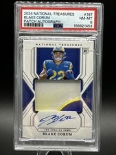 2024 Panini National Treasures Patch Autographs Blake Corum /99 PSA 8 NM-MT (RC) picture