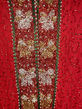 Vintage Beaded Jacket Laurence Kazar XL Red Silk Evening Dress Coat Stunning picture