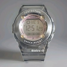 Casio Baby-G BG-1001 Module 2091 World Time Digital Watch Gray Translucent Runs picture
