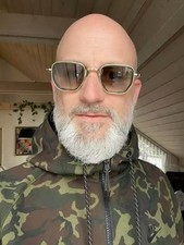 Jacques Marie Mage Atkins Sunglasses 46-26, Gold Metal Black Rim Square New picture