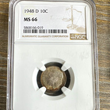 1948-D Roosevelt Dime 10C NGC MS66 Business Strike Cert #5868166-019 picture