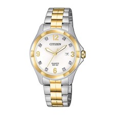 Citizen Ladies White Dial Quartz Two Tone Watch - EU6084-57A NEW picture