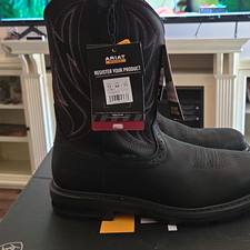 Ariat WorkHog Shock Shield EH Steel Toe Pull-On Work Boots Black 12D picture