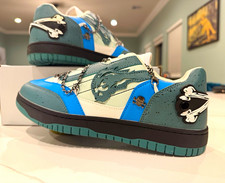 WATSON BRAND X Court Classic Low-Top Athletic Sneaker Blue Green White Black picture
