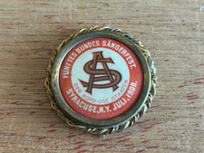 1908 Syracuse NY Badge Pin Saengerfest Sangerfest Vintage Antique Whitehead Hoag picture