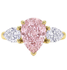RARE 8.00 Ct Certified Pear Natural Pink Diamond Ring VVS1 Yellow Gold Finish picture