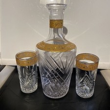 Vintage Studio Crystal By Studio Silversmiths Barware 3 peice Set‎ picture