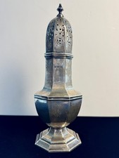 Antique English Sterling Silver Sugar Caster / Muffineer - Birmingham 1911 Octag picture