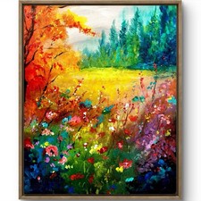TITA PAINTZ Landscape Wildflowers Meadow Vibrant Hand Painted Wall Art 8x10 picture