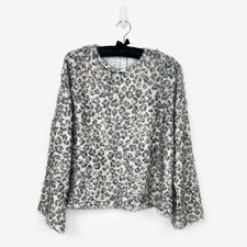 Zara Trafaluc Fuzzy Leopard Sweater Size L Animal Print Cozy Comfy Relaxed Y2K picture
