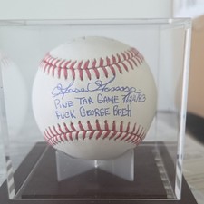 George Brett and Goose Gossage Signed Baseball Pine Tar Game 