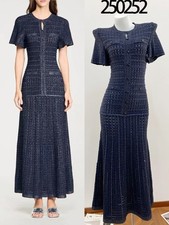 🎁AUTHENTIC Sandro Women Round Neck Rhinestone Crochet Knitted Evening Dress SML picture