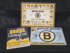 Vintage Boston Bruins 1964 Calendar + 1972 Stanley Cup Team Poster, Color Book picture