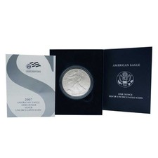 2007-W Burnished $1 American Silver Eagle Box, OGP & COA picture