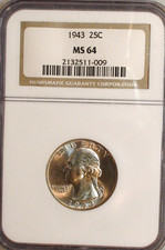 1943 P WASHINGTON QUARTER NGC MS64 UNCIRCULATED 25C Coin BUY IT NOW picture