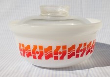 Vintage Crown [Agee] Pyrex ‘Geo Waves’ Half Tubby Casserole & Lid picture