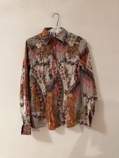 ETRO Women’s Multicolor Floral Collared Button-Up Cotton Blouse Long IT 42 picture