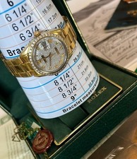 ROLEX 18K BOX/PAPERS MINTY 15505 gold caped 34mm quickset date  READ picture