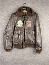 Vintage Cooper Jacket Mens 40 L Brown Leather Flight Bomber Fur Air Force  USA picture