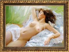Hand Painted Classical Oil Painting Female Women Nude Canvas Art Antique Style picture