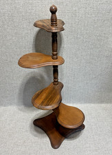 Vtg Mid Century Wood Spiral Plant Stand Tiered Paddle Display Riser Shelf 30
