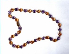 Vintage 300 Carat Amethyst & Citrine Sautoir Gold Necklace picture
