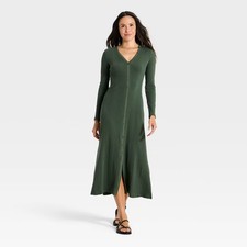 Women's Long Sleeve Knit Maxi A-Line Dress - Universal Thread Green S picture