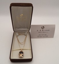 Vintage 14K Gold Smoky Quartz Crane Necklace Lotte Dept Store Korea Gift 585 picture