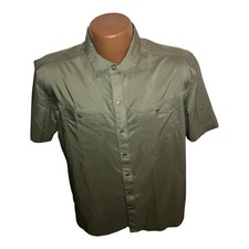 Kuhl Mountain Grown Olive Green Short Sleeve Button Hiking Shirt Size Medium picture