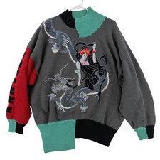 Vintage Kansai International Sweater Mens Medium Multicolor Wool Dragon Geisha picture