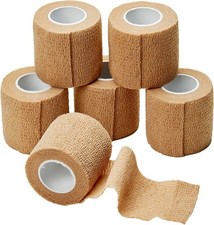 6-Rolls 2 In x 5 Yds Tan Self Adhesive Bandage Rolls Wrap Vet Medical Wound Tape picture