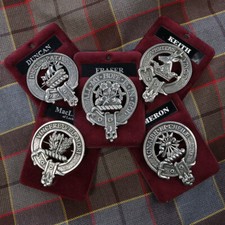 Pewter Clan Crest Cap Badge/Brooch - Made In Scotland picture