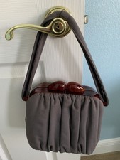 Vintage INGBER Gray Virgin Wool Handbag Lucite Kisslock Closure w/Original Tags picture
