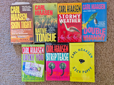 Carl Hiaasen  Book Lot Sick Puppy, Strip Tease, Lucky You, Skin Tight 1st Prints picture