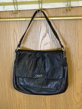 Vintage Coach 9131 Black Leather Flap Shoulder Bag Saddle Purse 90s picture