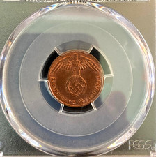 1937-A Germany 1 Pfennig PCGS MS63RD WWII Era Coin Third Reich Bronze picture