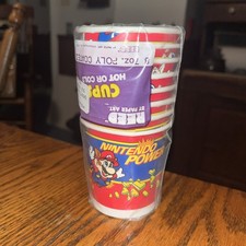 Vintage NOS  Super Mario Bros. Nintendo Power 1990 cups paper art 8, 7oz. Cups picture