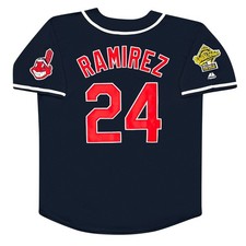 Manny Ramirez 1995 Cleveland Indians Navy Blue World Series Men's Jersey (L-XL) picture