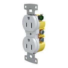 OPEN BOX of 10 Hubbell RR15SWTR Receptacles 15A 125V, 2- Pole 3-Wire Grounding picture