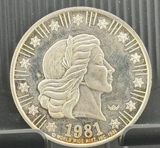 1981 World Wide Mint American Eagle 1 Oz .999 Fine Silver Round Vintage Toning picture
